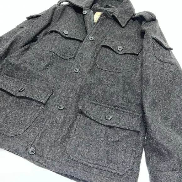 Old Navy Wool Field Coat 7 Pocket Black Small - Picture 4 of 13